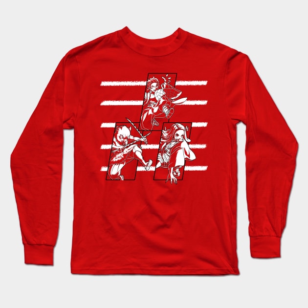 Demon Slayer Nezuko Tanjiro Inosuke Action Custom Color Long Sleeve T-Shirt by Paradox Studio